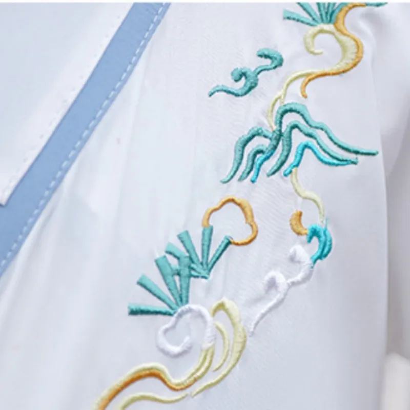 Light Blue Primary Secondary School Student's Two-Piece Hanfu 100% Polyester Boys Overbearing Knight Cosplay Traditional Costume