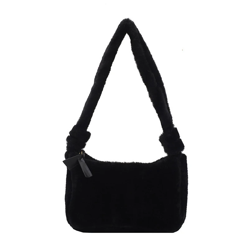 Bolsos de hombro de felpa suave para mujer, bolsos de mano para mujer, bolso de axilas femenino, moda de invierno