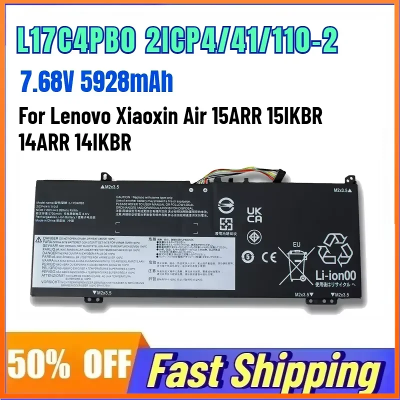 

L17C4PB0 2ICP4/41/110-2 7.68V 5928mAh Laptop Battery for Lenovo Xiaoxin Air 15ARR 15IKBR 14ARR 14IKBR Rechargeable Battery