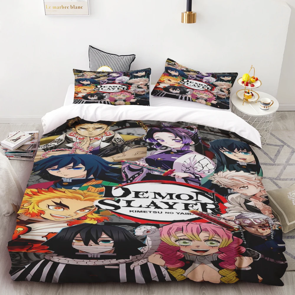 Duvet Cover Demon Slayer Kimetsu No Yaiba Kamado Nezuko Anime Polyester Bedding Set Duvet Cover Set Printed Cartoon Home Decor view 4