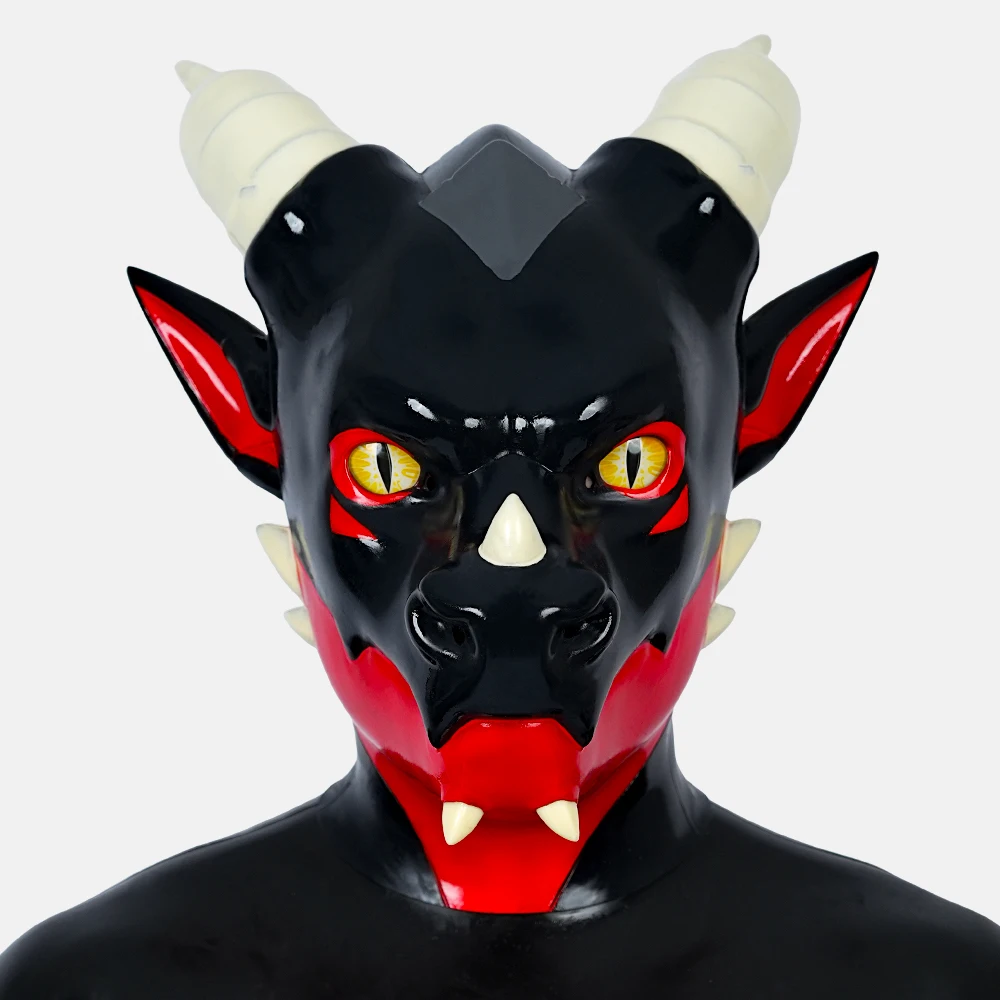Furrjoi Silicone Volcano Dragon Hood 11 Colors Available Full Head Mask for Cosplay Costumes Furry Lover Handmade