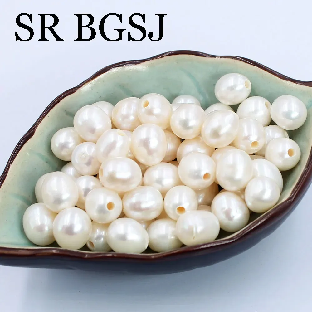 

50pcs 10-11mm Olivery Rice Half Hole White Genuine Natural Freshwater Pearl Jewelry Making Diy Beads