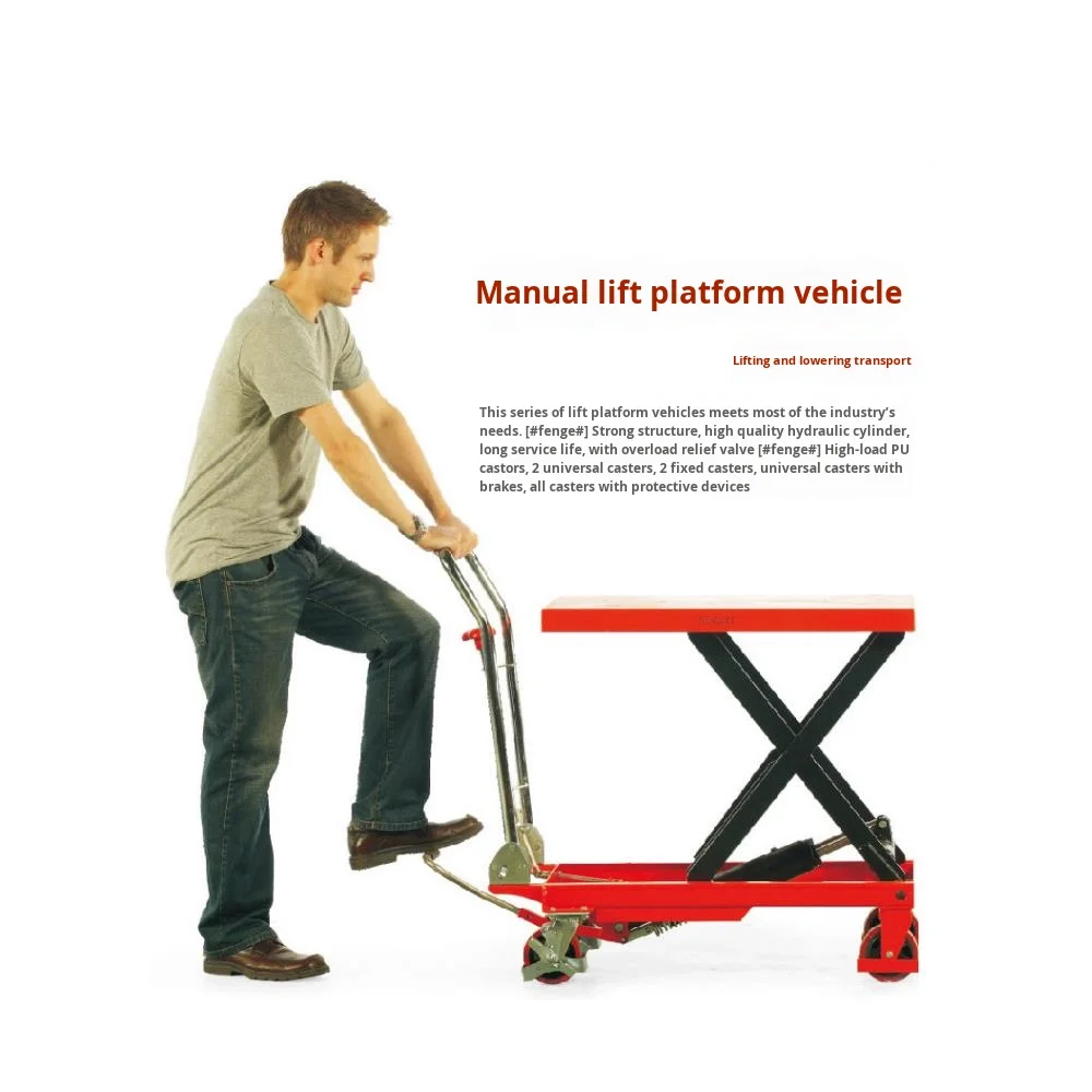 Noblelift Manual Hand Crank Platform Truck with Hydraulic Lift Flatbed Mobile Mold Lifting Forklift for Handling