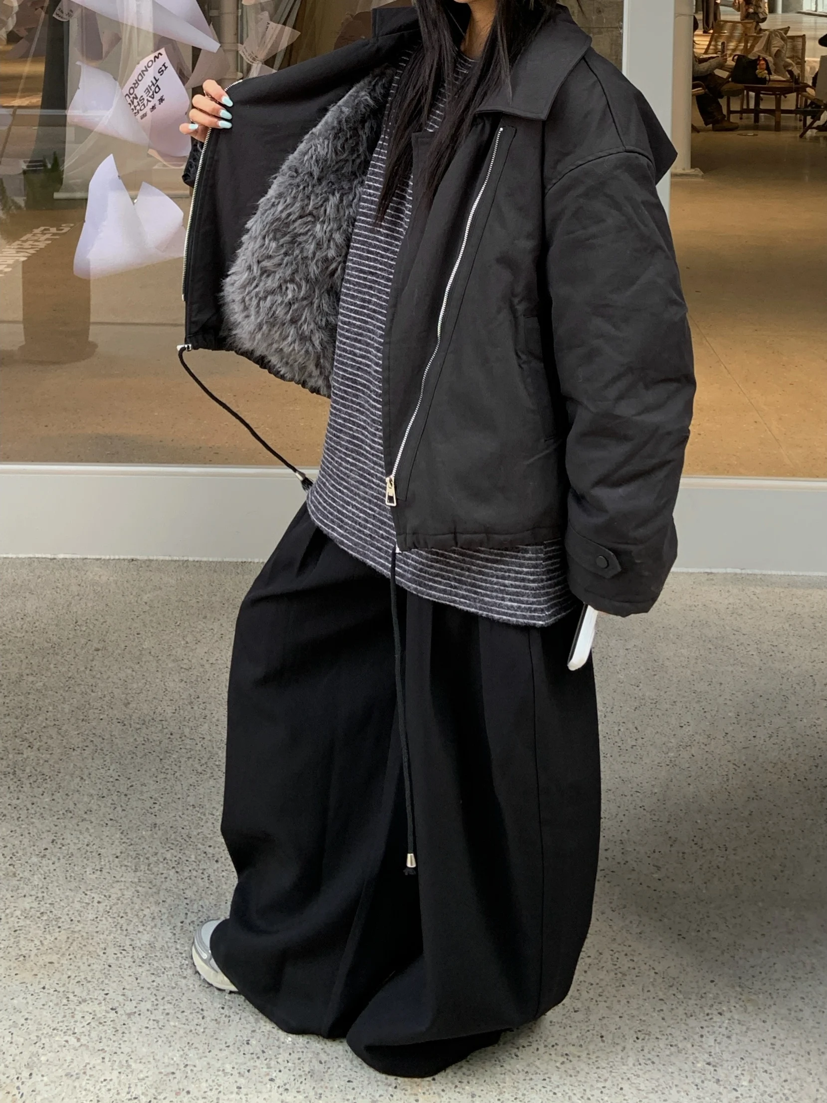 

Thiened Retro Harlanon Cotton Coat Women's Winter Warm Coat Stand Collar Fur Trimmed Jaet Long Sve Zipper Closure or...