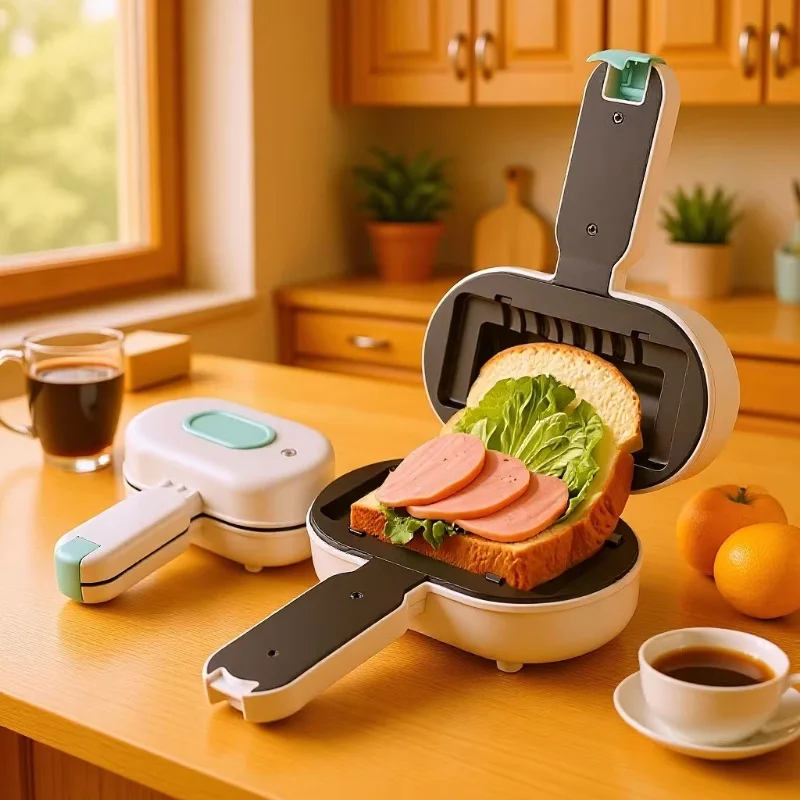 

New Multifunctional Breakfast Machine Home Kitchen Small Sandwich Machine Bread Panini Toaster Hot Dog Machine Non-stick