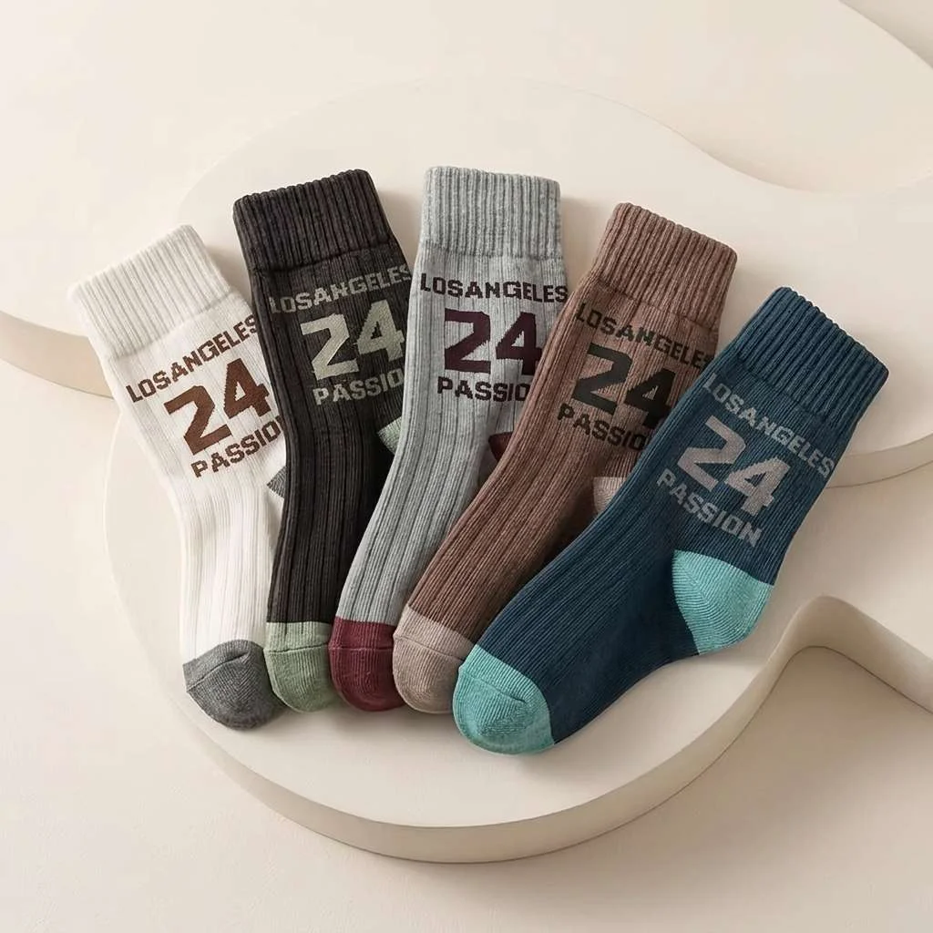 5 Pairs Boys Mid-Calf Socks, F - огляд і ціна Street Fashion For Boy