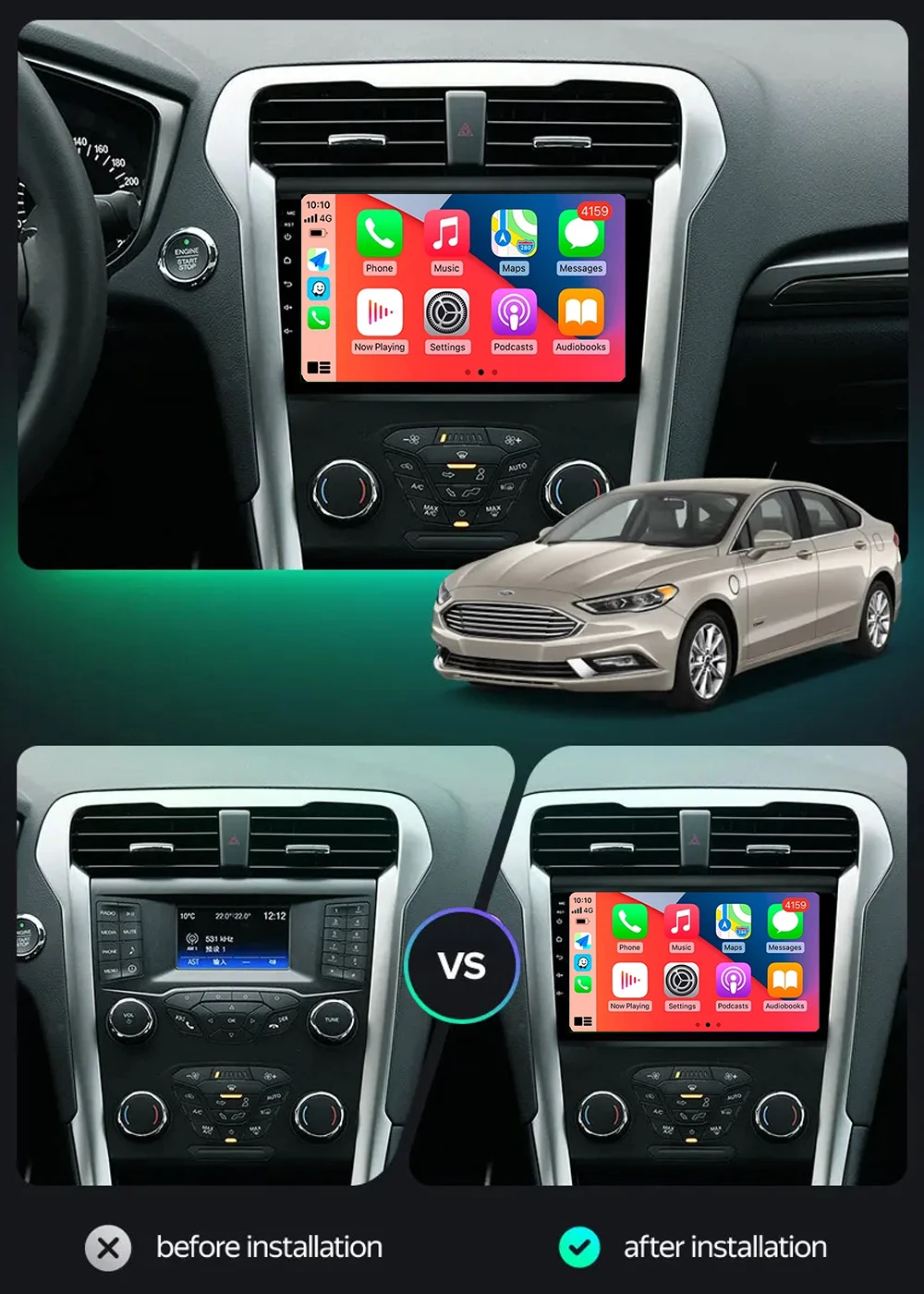 Android 14 Carplay Auto Voor Ford Fusion Mondeo 5 2014-2019 Autoradio Multimedia Video Player Navigatie GPS Geen 2Din 2 Din DVD