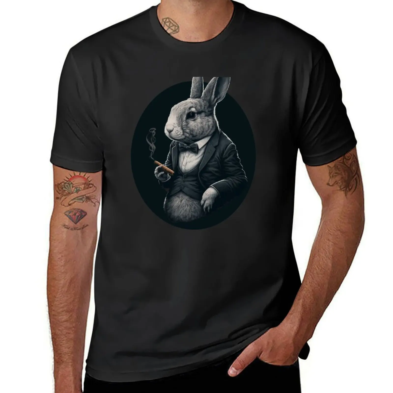 Funny Vintage Rabbit Smoking Cigar - Classy Bunny Art T-shirt sweat summer tops Blouse blacks t shirt men