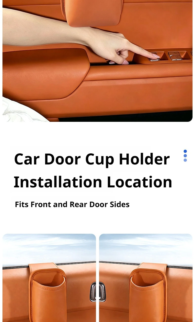 SEAMETAL Auto-Türbecherhalter-Organizer aus Leder, Wasserdichter Getränkehalter, Aufbewahrungstasche, Universelles Innenausstattungszubehör für Fahrzeuge – Detail 7
