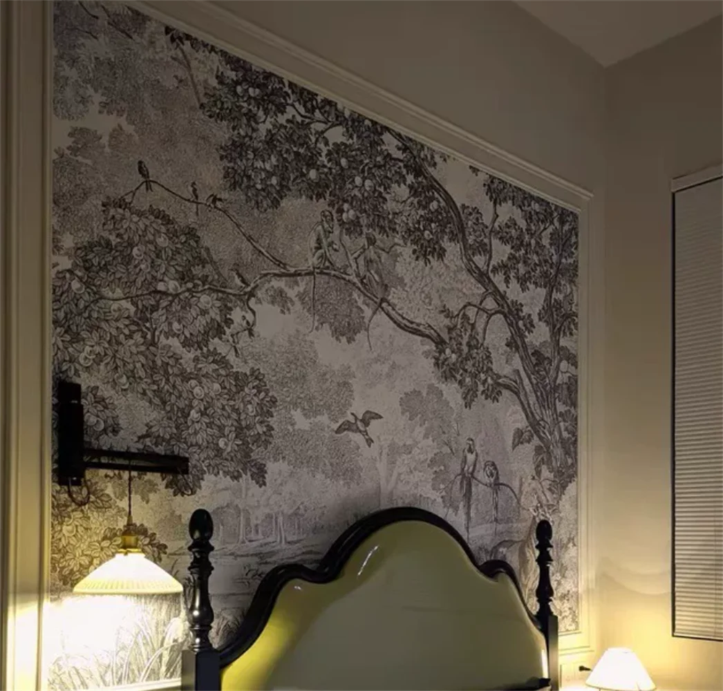 French Forest Wallpaper for Living Room Bedroom Sofa Black and White Entrance Custom Murals papel de parede 3D