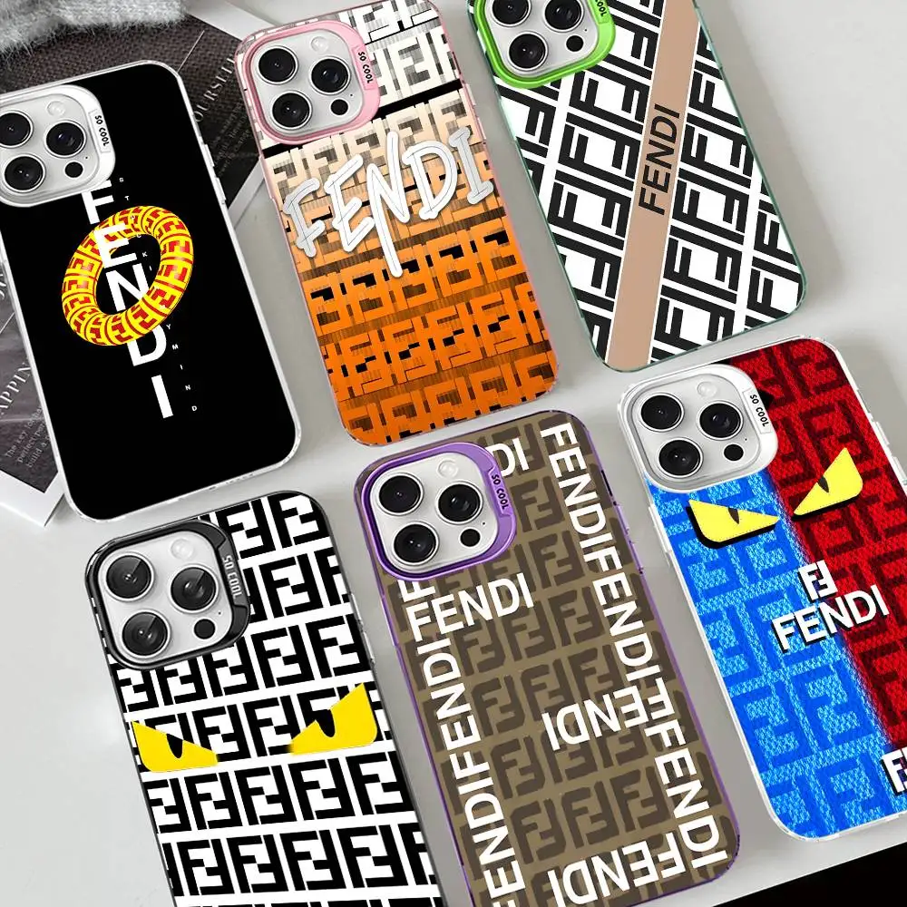 Funda de Teléfono Divertida y Lujosa con el Logotipo de F-fendi, Colorida y Resistente a Impactos para iPhone 17 11 12 13 14 15 16 Pro Max 16E Plus