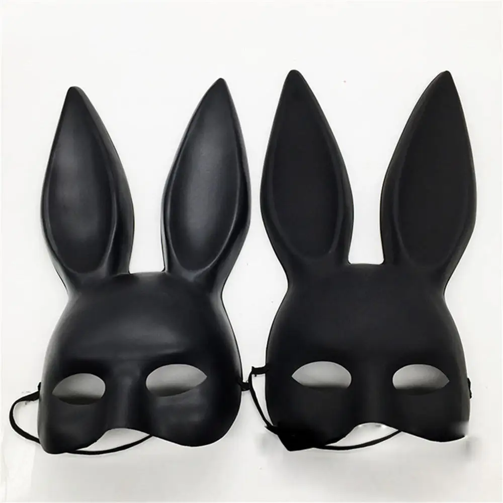 White/Black Anime Women Girl Sexy Bunny Mask Half Face Long Ears Bondage Mask Masquerade Party Cosplay Costume Props