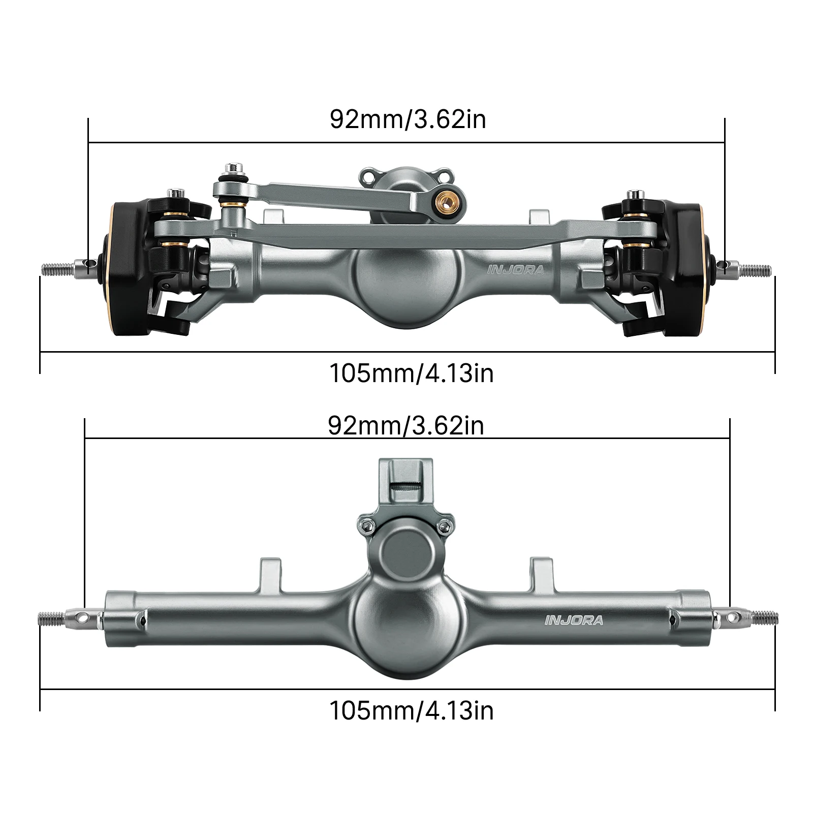 INJORA +4mm Planet Axles with Double Joint Shafts & Brass Steering Knuckles for 1/24 Axial SCX24