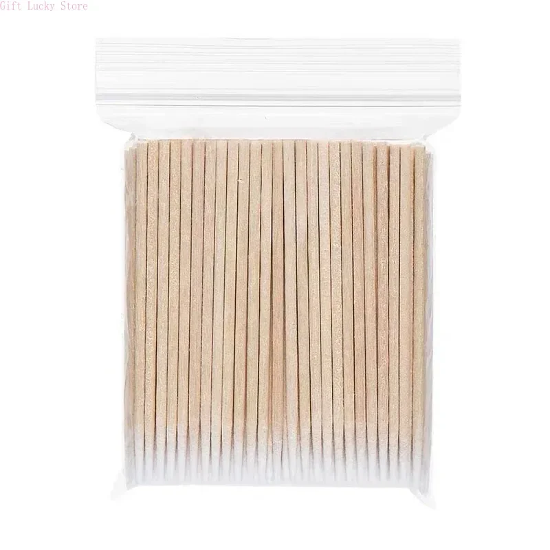 100 قطعة مسمار الخشب مسحة نظيفة العصي برعم تلميح خشبية القطن رئيس مانيكير التفاصيل مصحح مزيل طلاء الأظافر أداة فنية