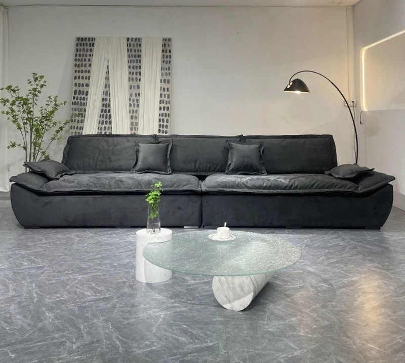 Light luxury minimalist technology fabric sofa living room small apartment simple modern three-person straight row sailing sofa