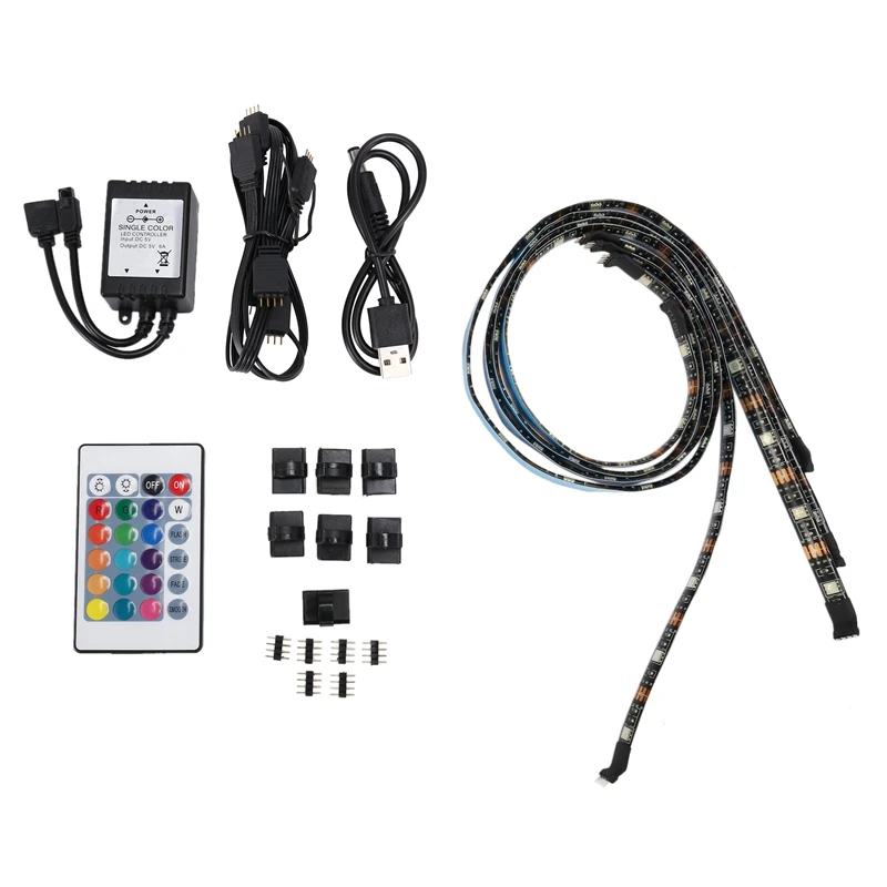

6W RGB LED Strip Light For TV Strip Light RGB Receiver Controller With 24 Key Remote Control Panel