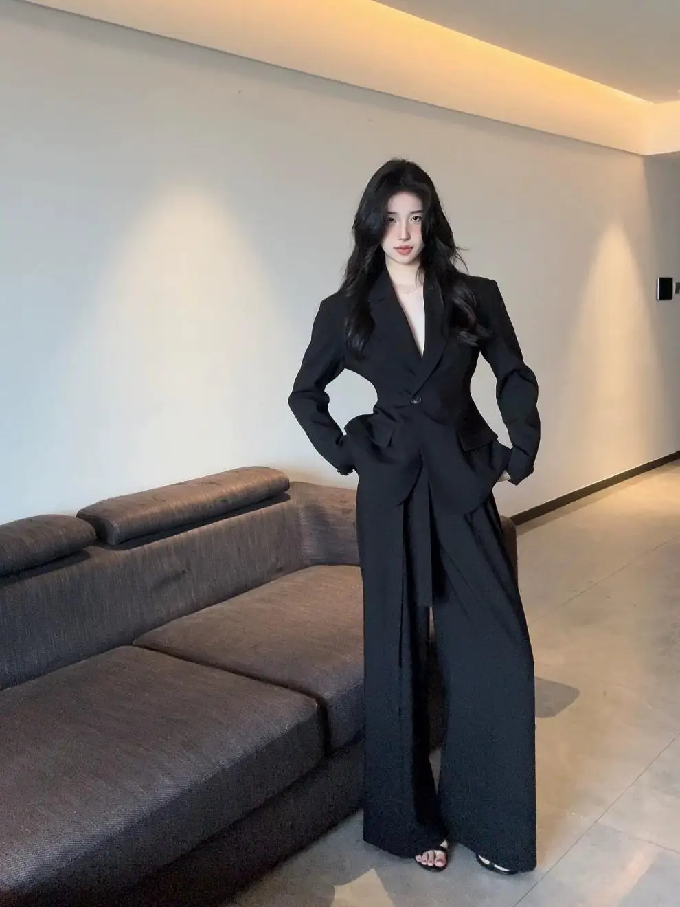 

Женские костюмы, комплект из двух предметов: куртка на одной пуговице и широкие брюки, роскошные женские брючные костюмы, деловые блейзерные комплекты по индивидуальному заказу