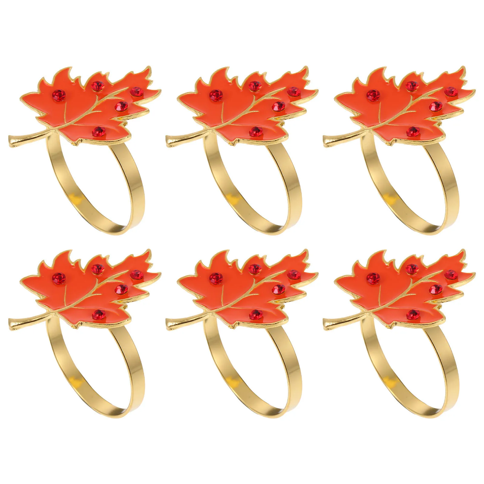 

6Pcs Halloween Maple Leaf Napkin Ring Set Stylish Table Ornament for Party Wedding Thanksgiving Anniversary Halloween Maple