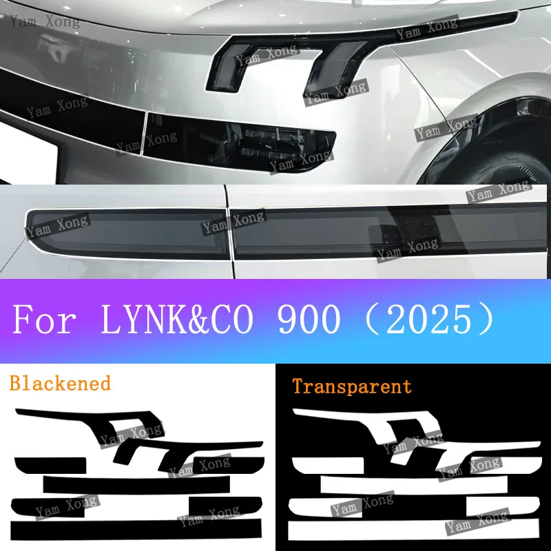 Car Pillar Film Front Lamp Black Anti-Scratch Sticker For LYNK&CO 900 Exterior Headlight Tail Crop Transparent Protective Film