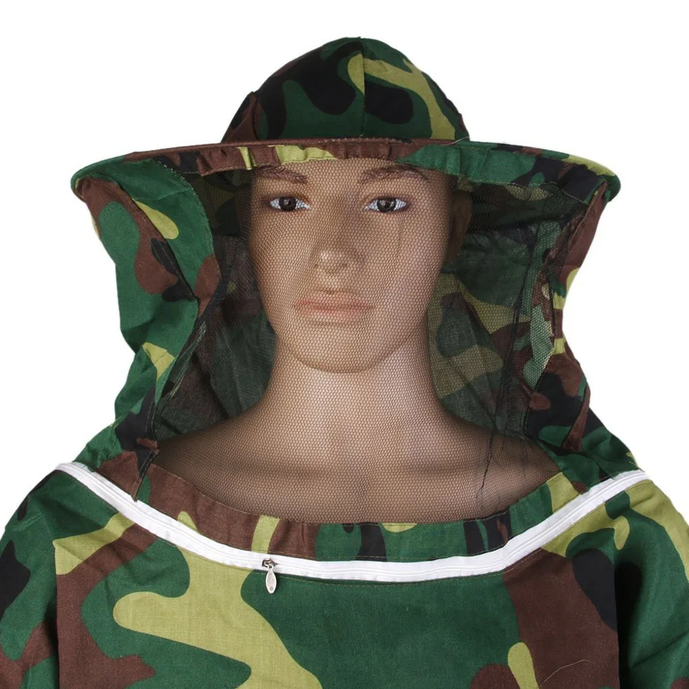 

Beekeeping Suit With Veil Anti-Bee Protective Clothing Elasticated Cuffs Waistband Camouflage Keeping Equipment Garden Tool