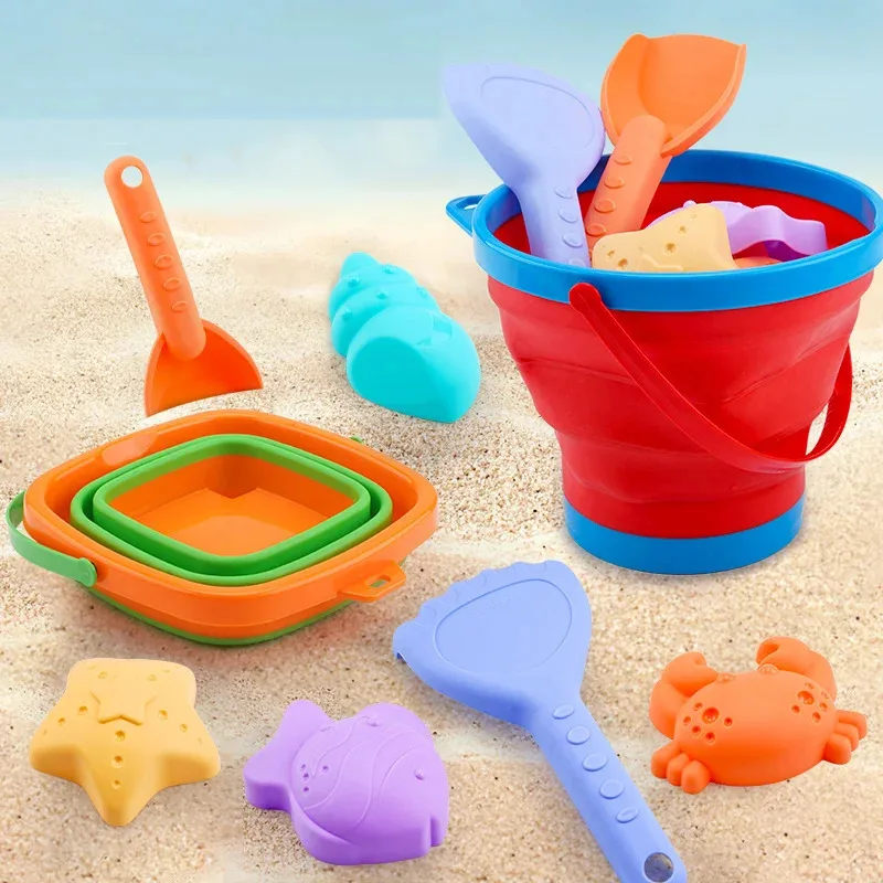 

TOPMAYA Summer Outdoor Beach Water Play Sand Can Be Folded Beach Bucket Beach Children Toys Sand Digging Shovel Set