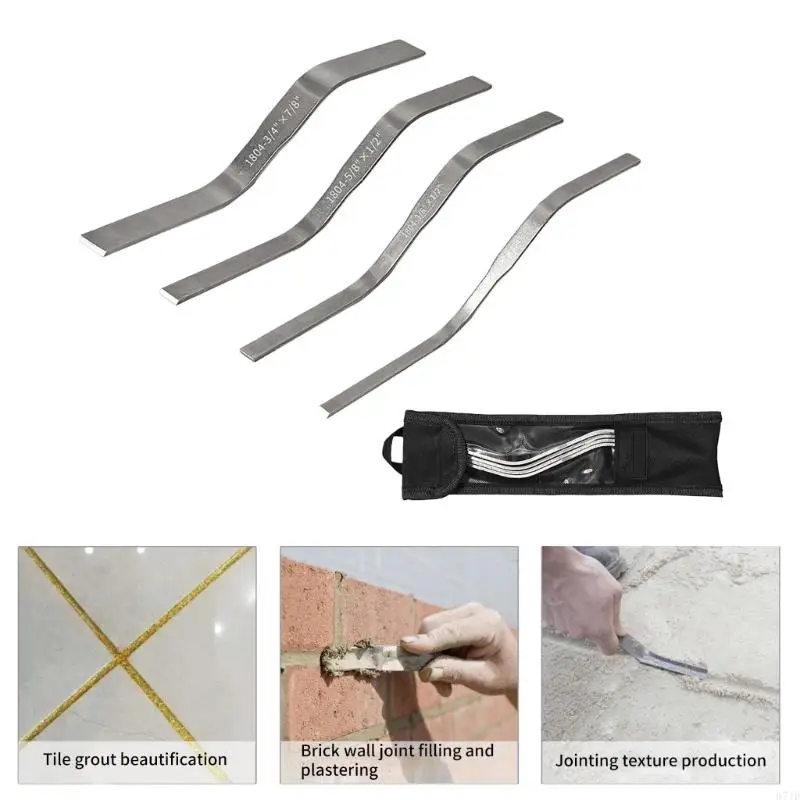 4 قطعة أداة مجرفة البناء المهنية متعددة الحجم الفولاذ المقاوم للصدأ المعجون القاطع 3/8 4 3/8 2 5/8 "x1.2" 3/4 8