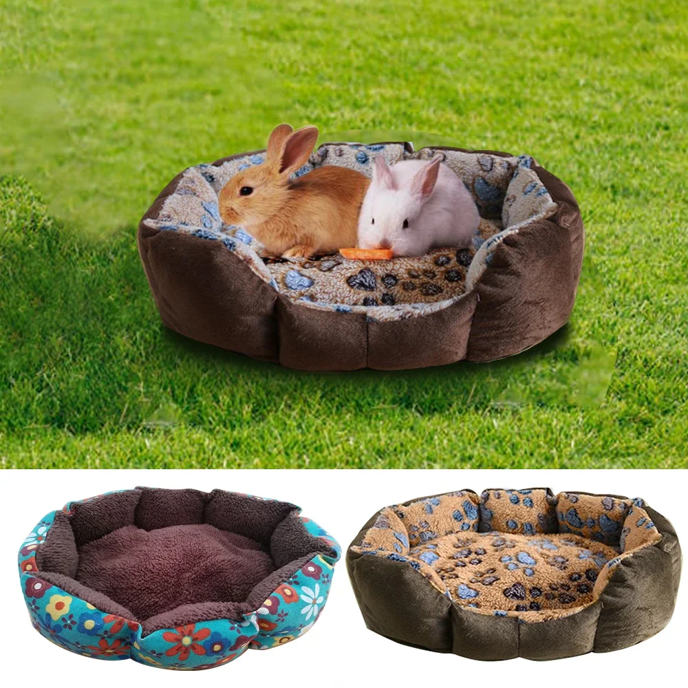 Small Dog Bed Pow Print Octagonal Kennel Super Soft Cotton Velvet Winter Warm Cat Nest Winter Dog Bed Cotton Bed Cat Nest Puppy