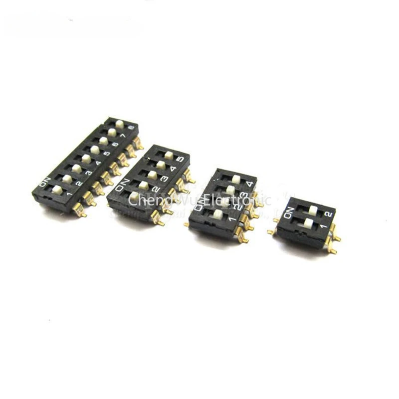 5pcs/lot KM SMT SMD Dip Switch, 2.54mm Pitch 2Bit/3Bit/4Bit/5Bit/6Bit/8Bit