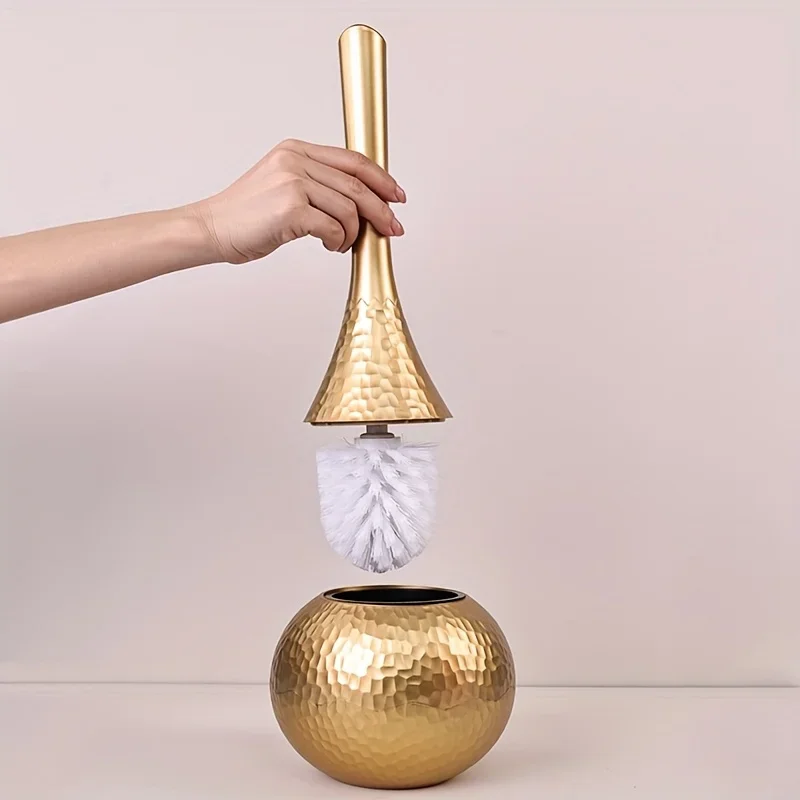 Golden High-end Cleaning Brush, Toilet Brush with Base, Household Brush with Long Handle, Suitable for Bathroom, Toilet