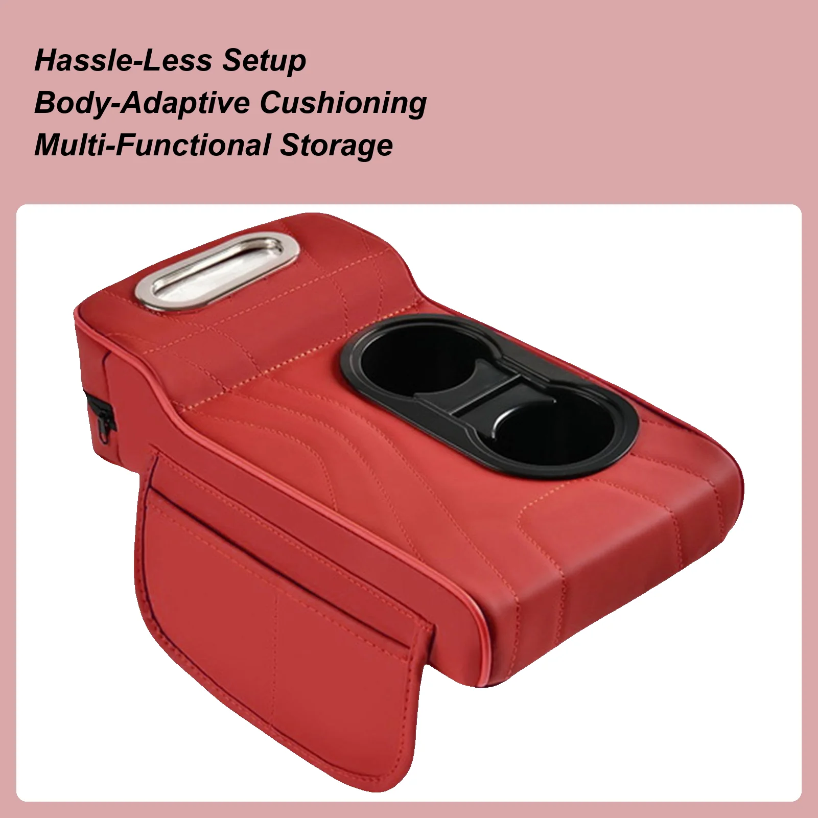 

Car Center Console Cushion Pad Car Armrest Heightening Pad With 2 Storage Cup Holder Multifunctional Organizers Tissue Box Side