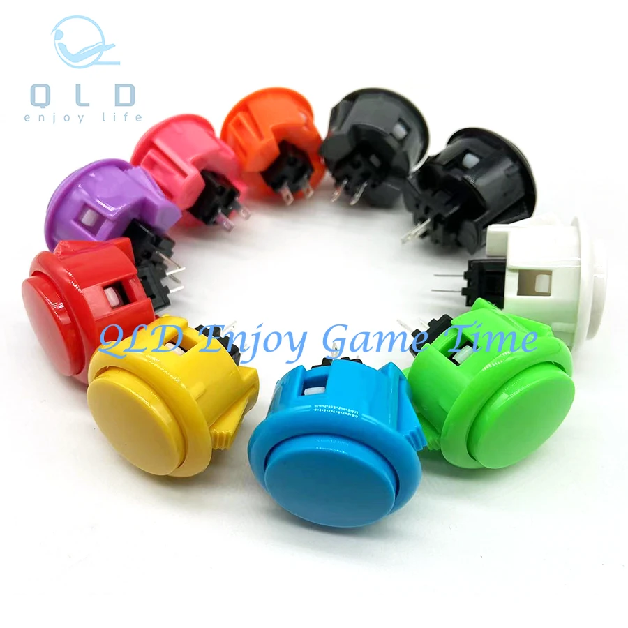 

12 шт., многоцветная а не светодиодная аркадная кнопка 30 мм, копия SANWA OBSF-30 OBSF-24 для DIY Raspberry Pi MAME PC Pandora Game