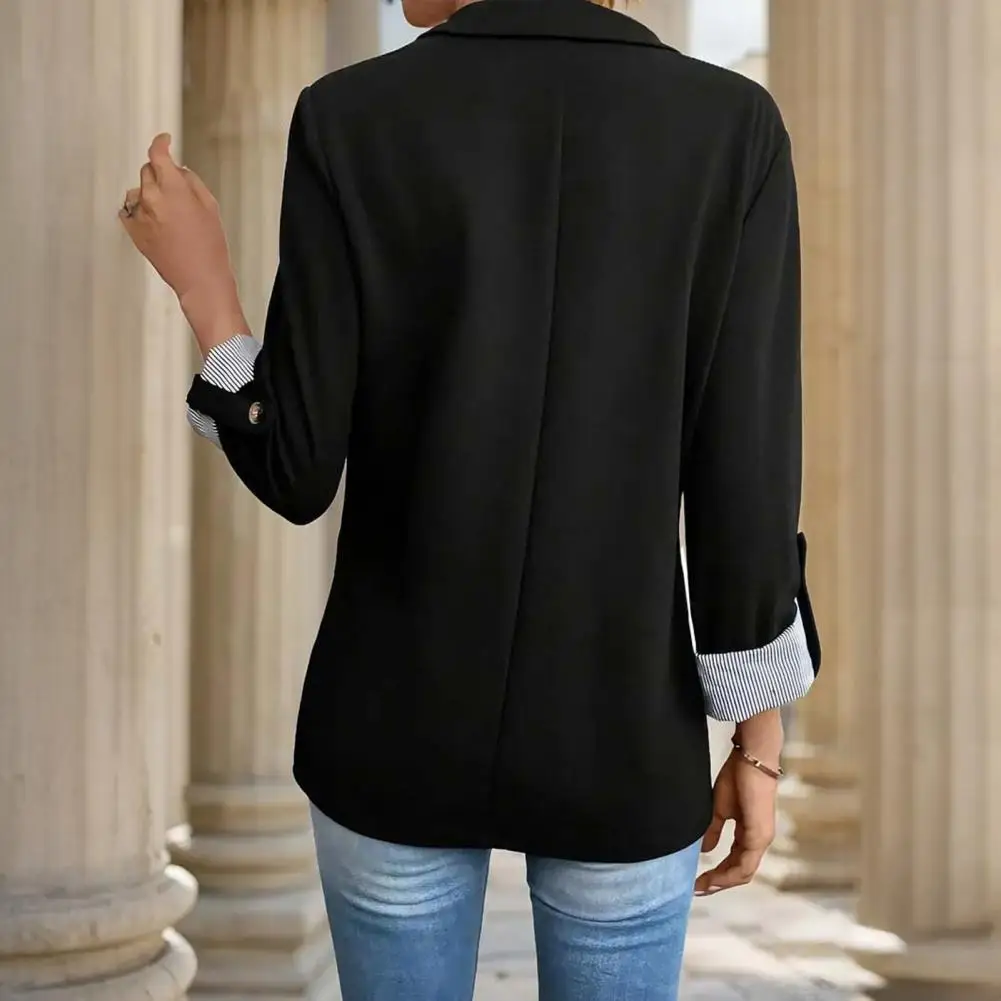 Business Blazer Women Lapel Collar Blazer 3/4 Sleeve Business Suit Jacket Office Work Short Blazer with Button Closure Stylish