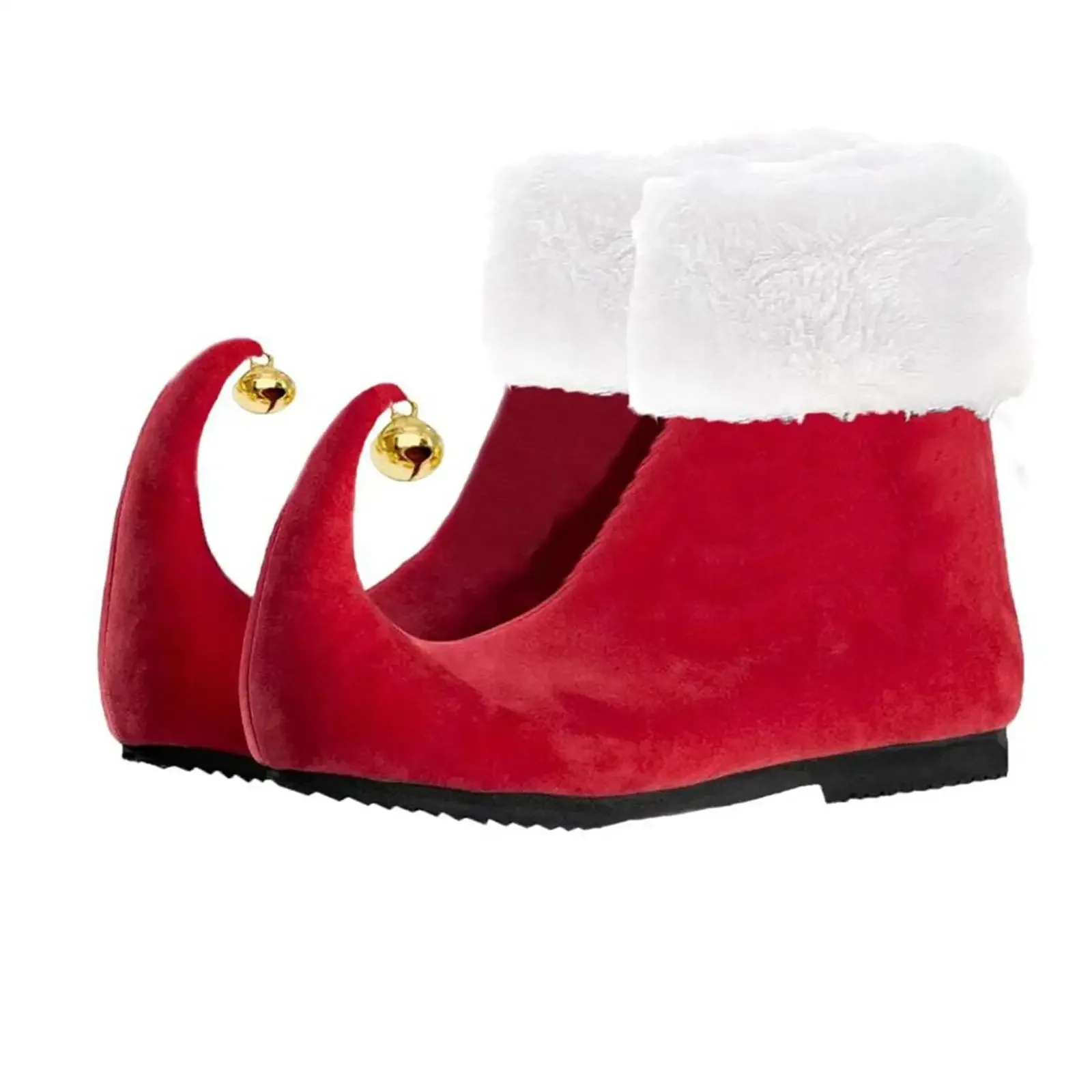 Weihnachten Erwachsene Elf Santa Claus Schuhe Rote Stiefeletten Mit Glocken Rolle Spielen Zubehör Für Party Bühne Leistung Requisiten Unisex