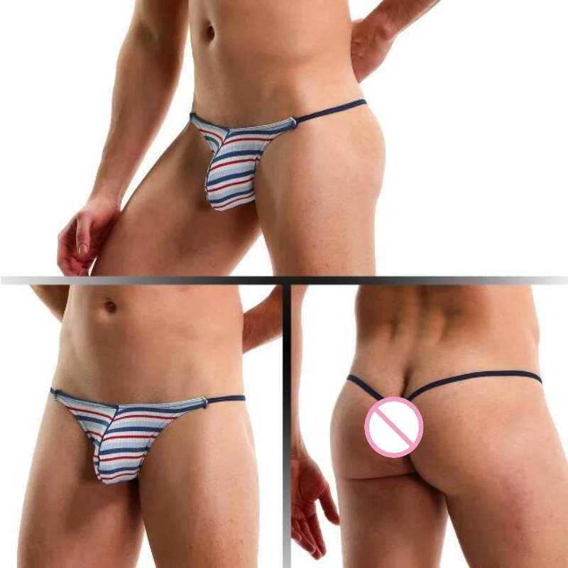 Mini Thong Man Sexy G String Underwear Men T Pants Underpants G-string Bikini Penis Pouch Lingerie Male Exposed Butt Panites