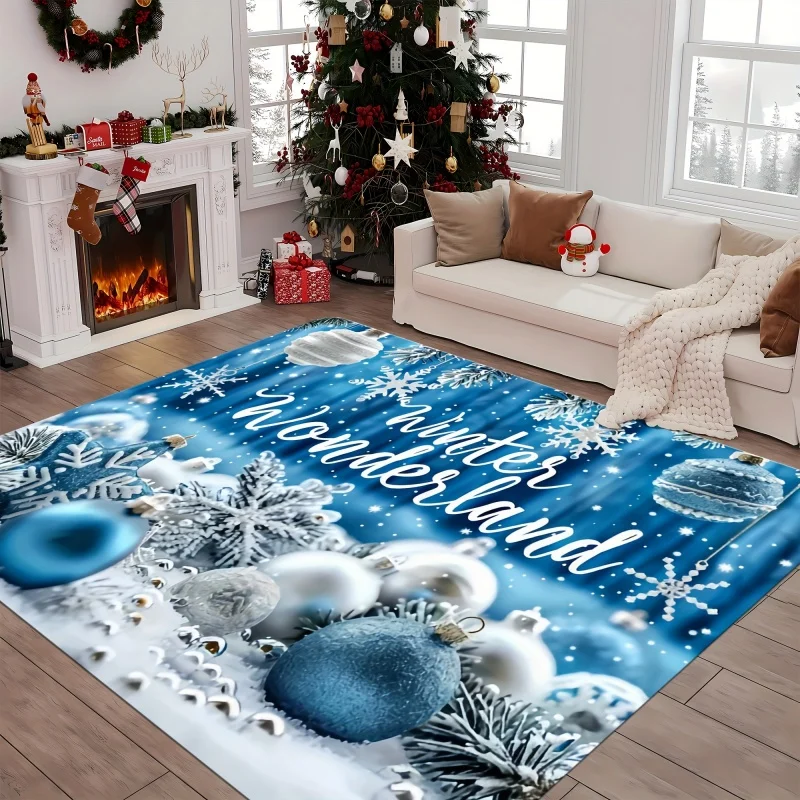 Gingerbread House Candy Cane Ginger Man Christmas Tree Print Large Floor Carpet Soft Doormat for Living Room Xmas Party Decor