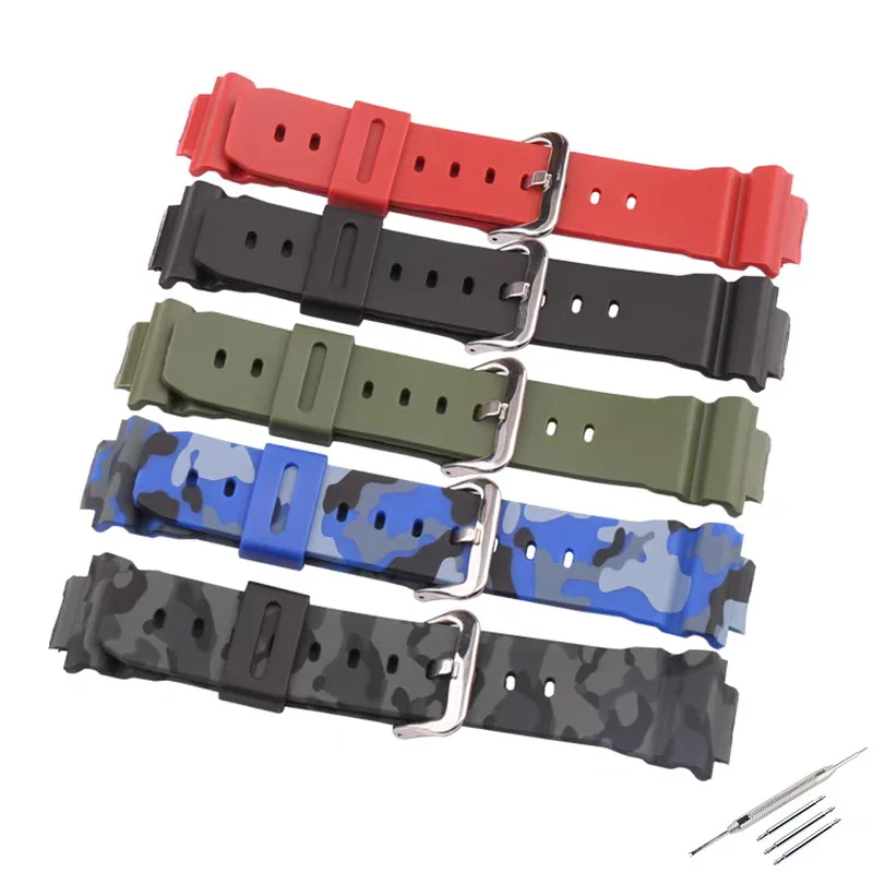 

16mm men's resin camouflage watchband accessories for Casio DW6900 6600 GW6900 watch strap women's rubber sport wristband buckle