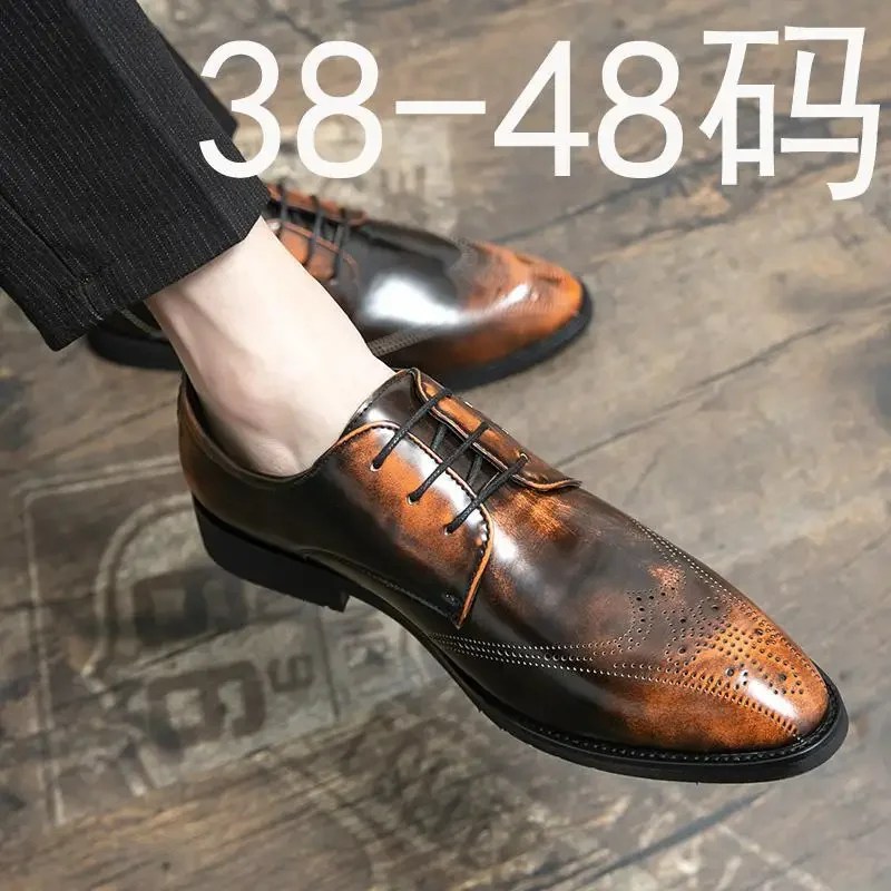 Chaussures en cuir décontractées pour jeunes hommes, style coréen, rétro, affaires, vêtements formels, robe de soirée, chaussures pour hommes