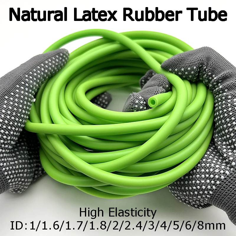 Bright Green High Elasticity Resilient Rubber Hose  ID 1-8mm for Slingshot ,Fitness ,DIY ,Industrial Use ﻿