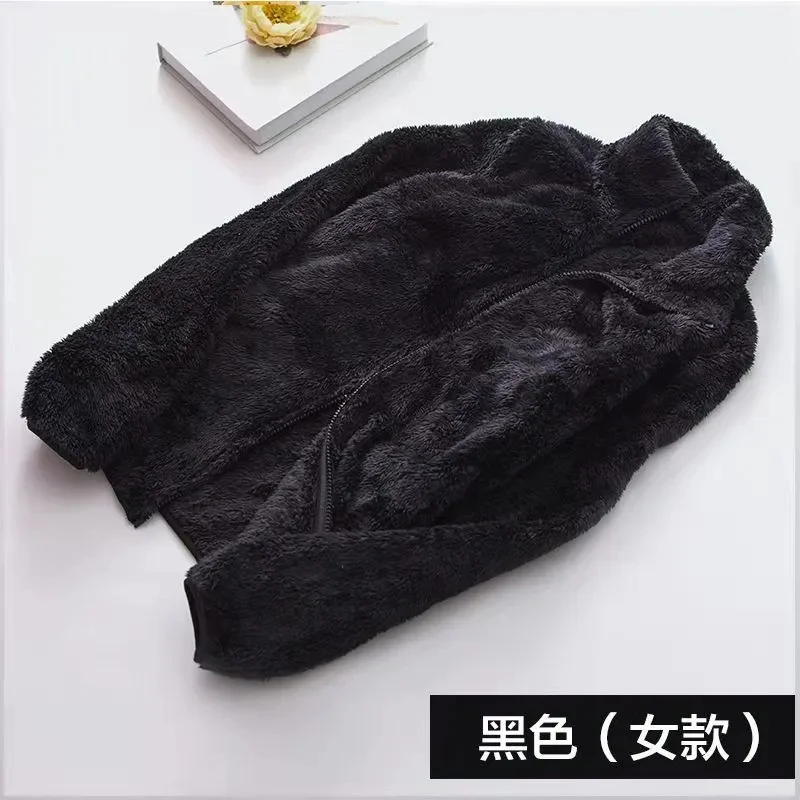 2023 Coral Fleece Outdoor Fleece Top Women Autumn Winter Warm Sweater with Thickened Plush Double sided Long Plush Cardigan Coat