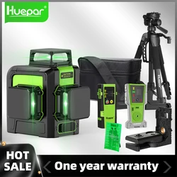 Huepar 12 Lines 3D Cross Line Laser Level Green Laser Beam Line with Li-ion battery Self-Leveling Level Tools With Pulse Mode