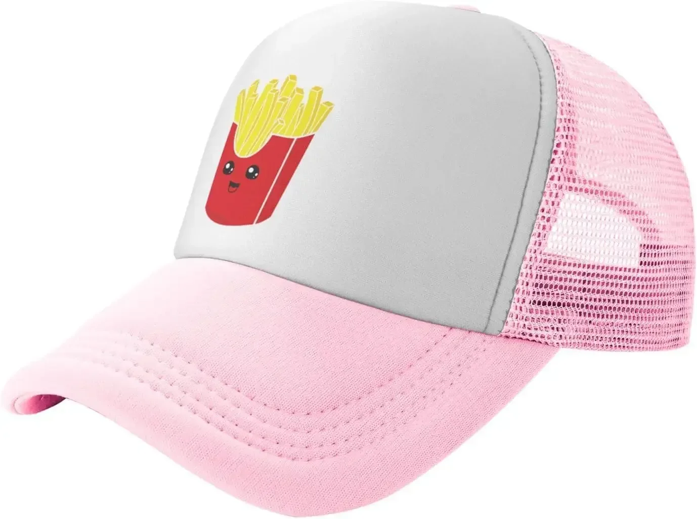 New Funny Cute French Fries Mesh Dad Hat Adjustable Washed  Baseball  Cap  Distressed Ball Trucker