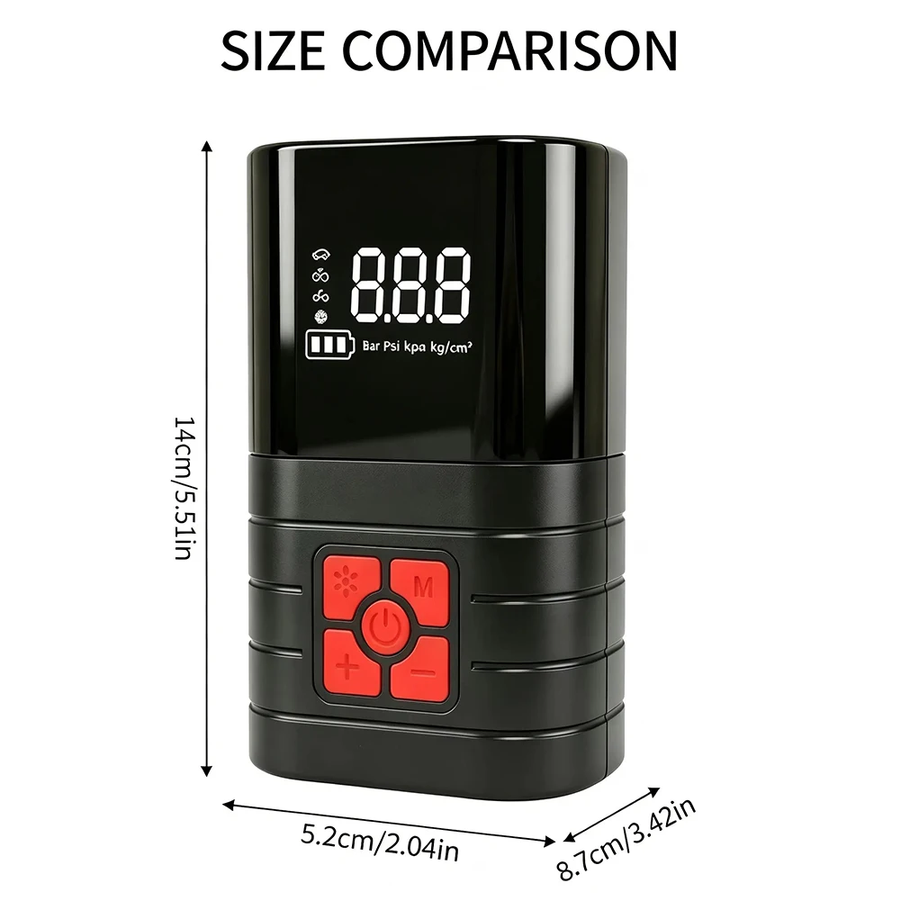Car Bike Tire Inflator Rechargeable Tire Pump Airs Compressors LCD Display Tyre Inflator Smart Auto Shut-Off & Pressure Preset