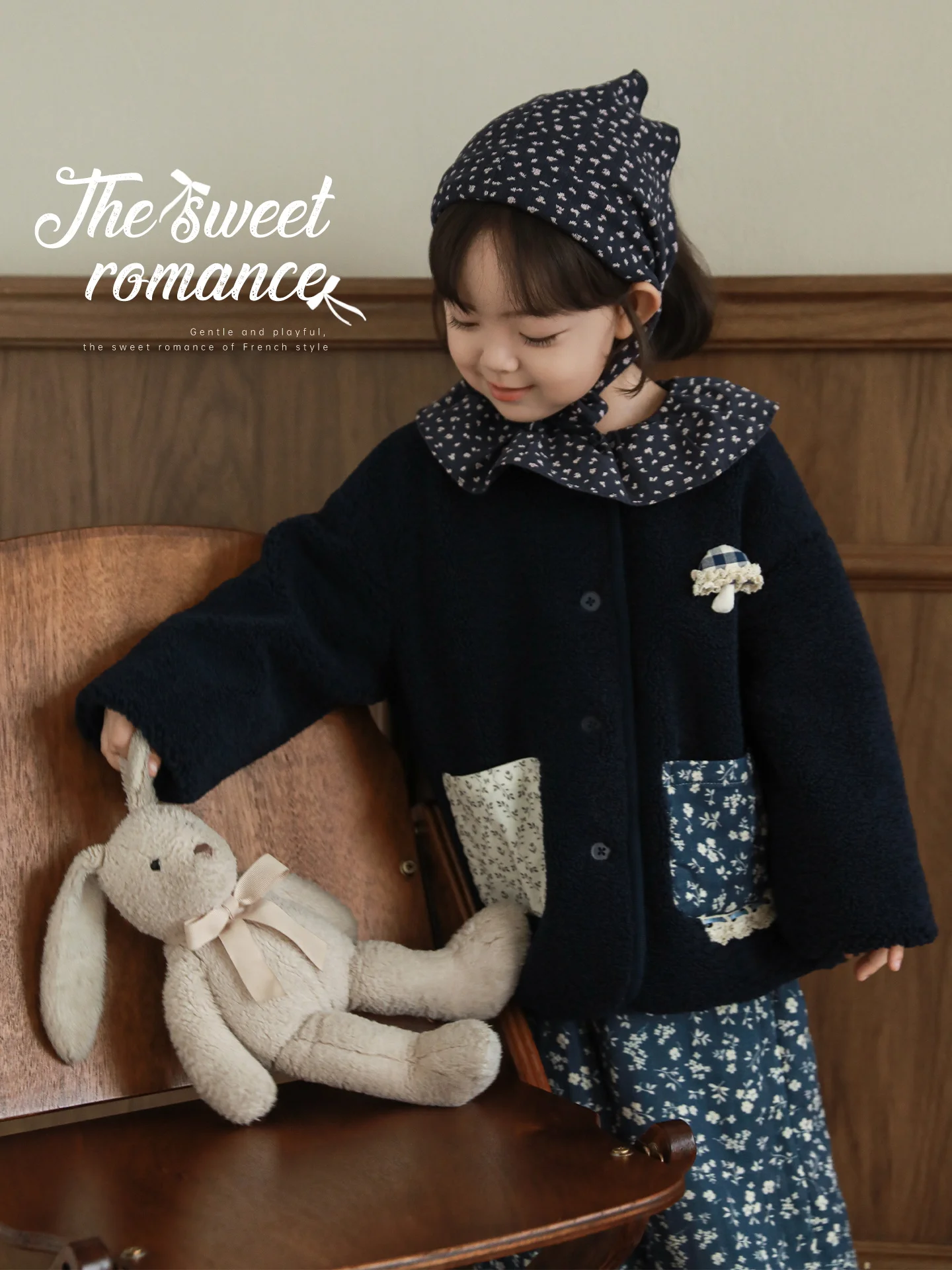 2025 New Winter Girls Retro Plush Set Fleece Lined Floral Pants + Thick Coat Thermal Outfit Age 1 to 7 Years
