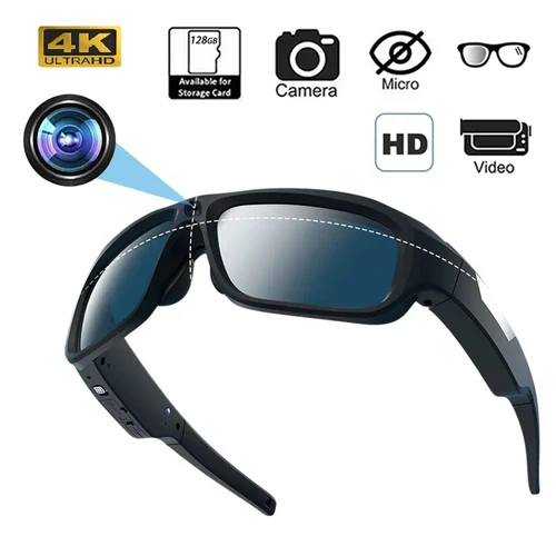 Gafas 4K HD, cámara de vídeo, grabación de conducción, vídeo de ciclismo, gafas inteligentes con gafas, videocámara para Mini cámara al aire libre