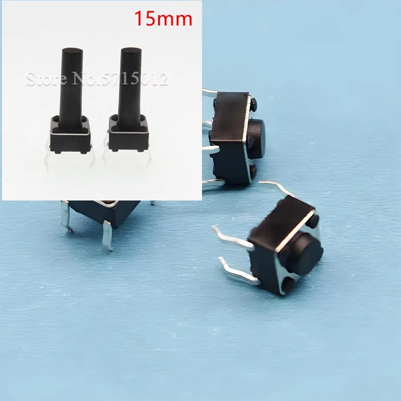 500pcs 6*6*15mm Black button vertical 4pin Key switch Tactile Push Button switch for Induction cooker