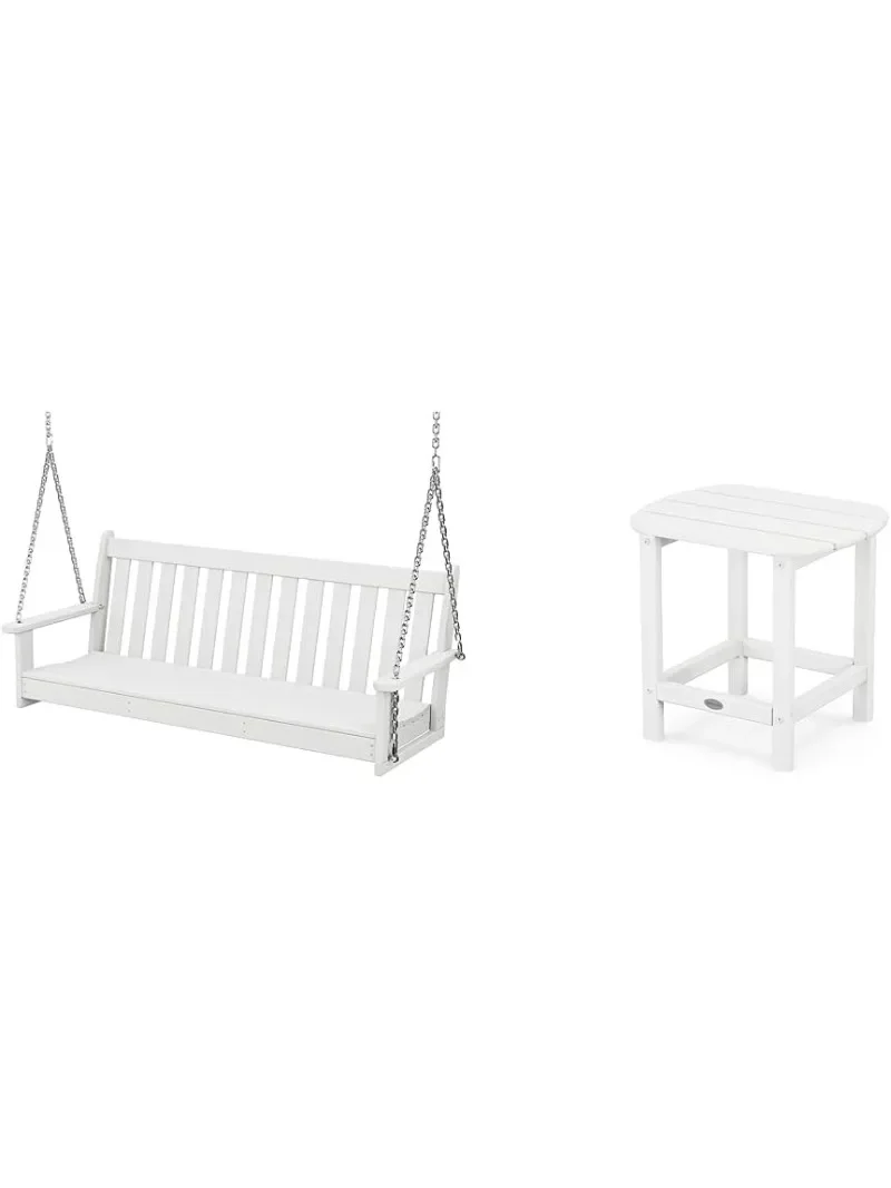 

GNS60WH Vineyard 60" Swing, White & SBT18WH South Beach 18" Outdoor Side Table, White