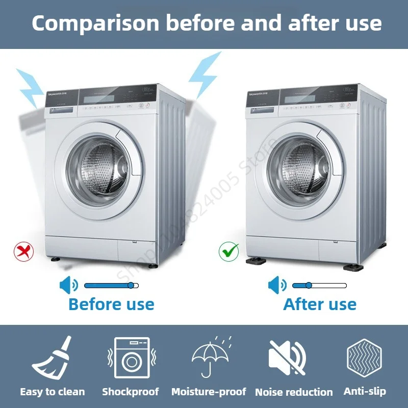 New 4/8Pcs Anti Vibration Washing Machine Feet Pad Anti Slip Silent Universal Washing Machine Refrigerator Furniture Foot Pads