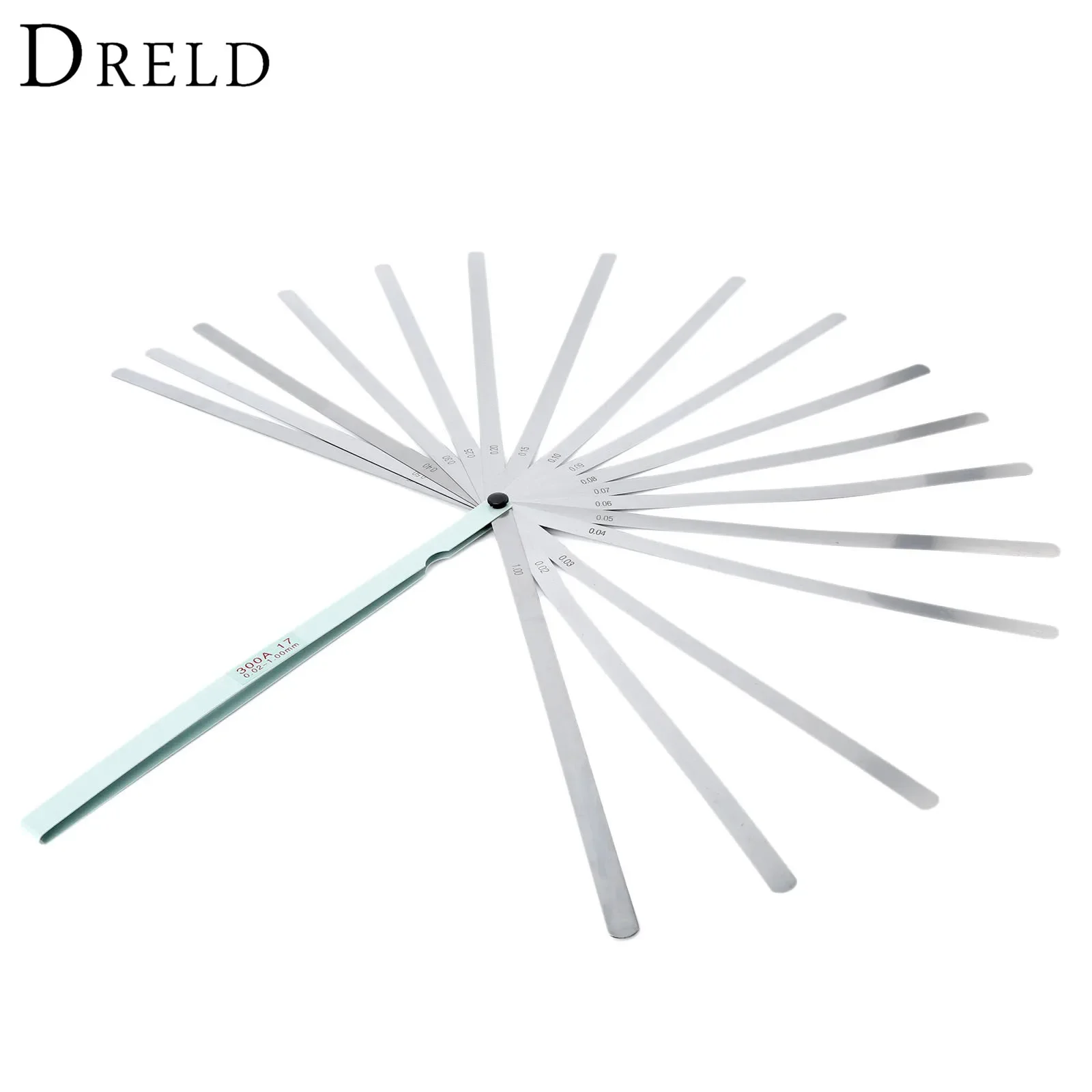 DRELD 17 Blades Spark Plug Thickness Gap Metric Filler Feeler Gauge Metric Measurement 0.02 to 1mm Steel Measuring Tools 300mm