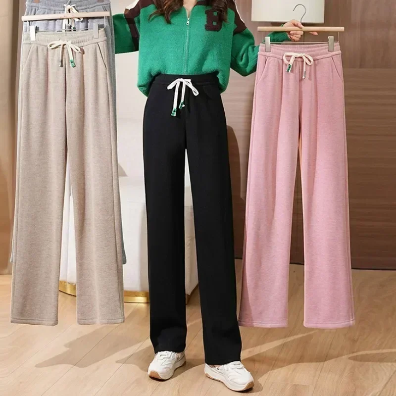 

Casual Wide-leg Pants Women Winter High Waist Pants Fashion Warm Thick Trousers Autumn Loose Office Lady Clothes Pantalon 29642