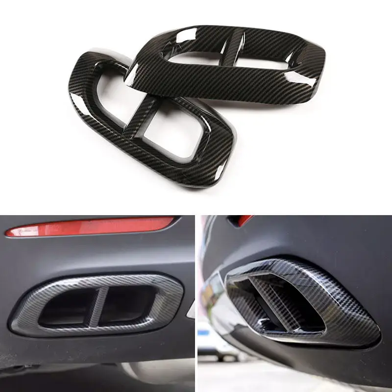 2 pçs carro de fibra carbono textura silenciador tubo escape cauda capa guarnição para mercedes benz gle350 gle450 glc gls w167 x253 x167 2020